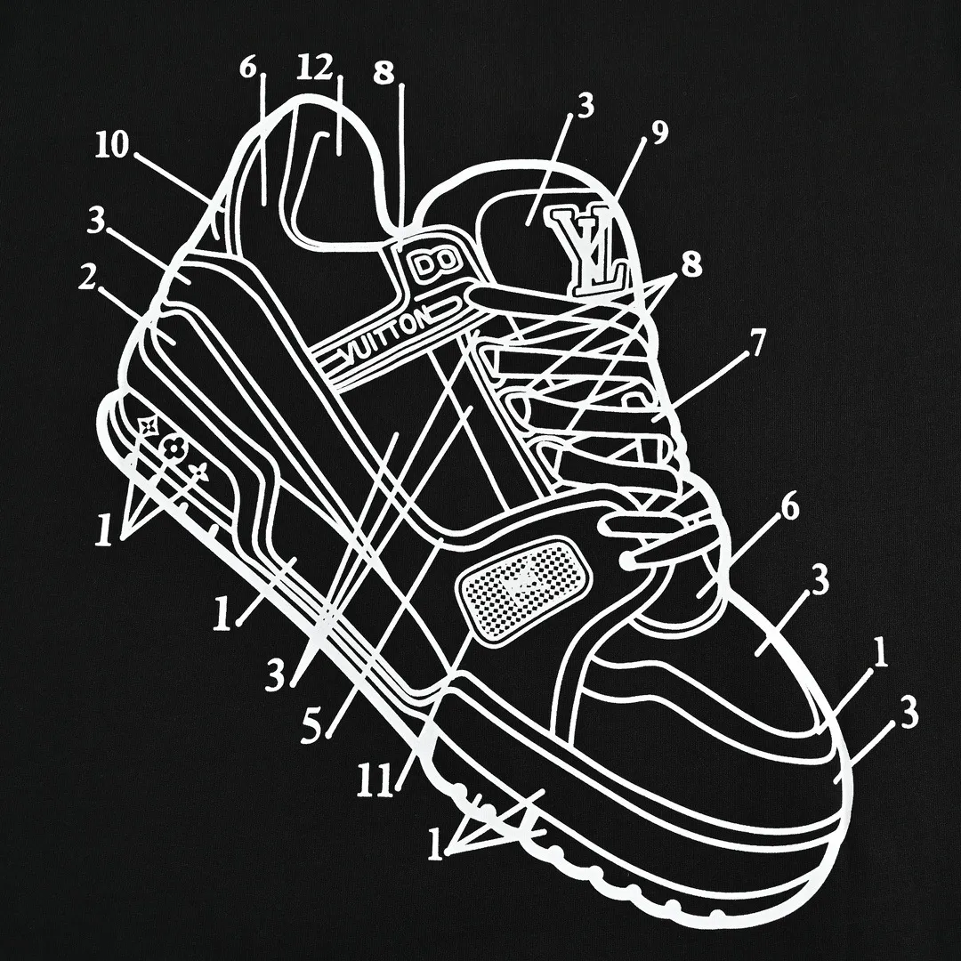 Louis Vuitton/Louis Vuitton 23ss back Shoes printed short sleeves